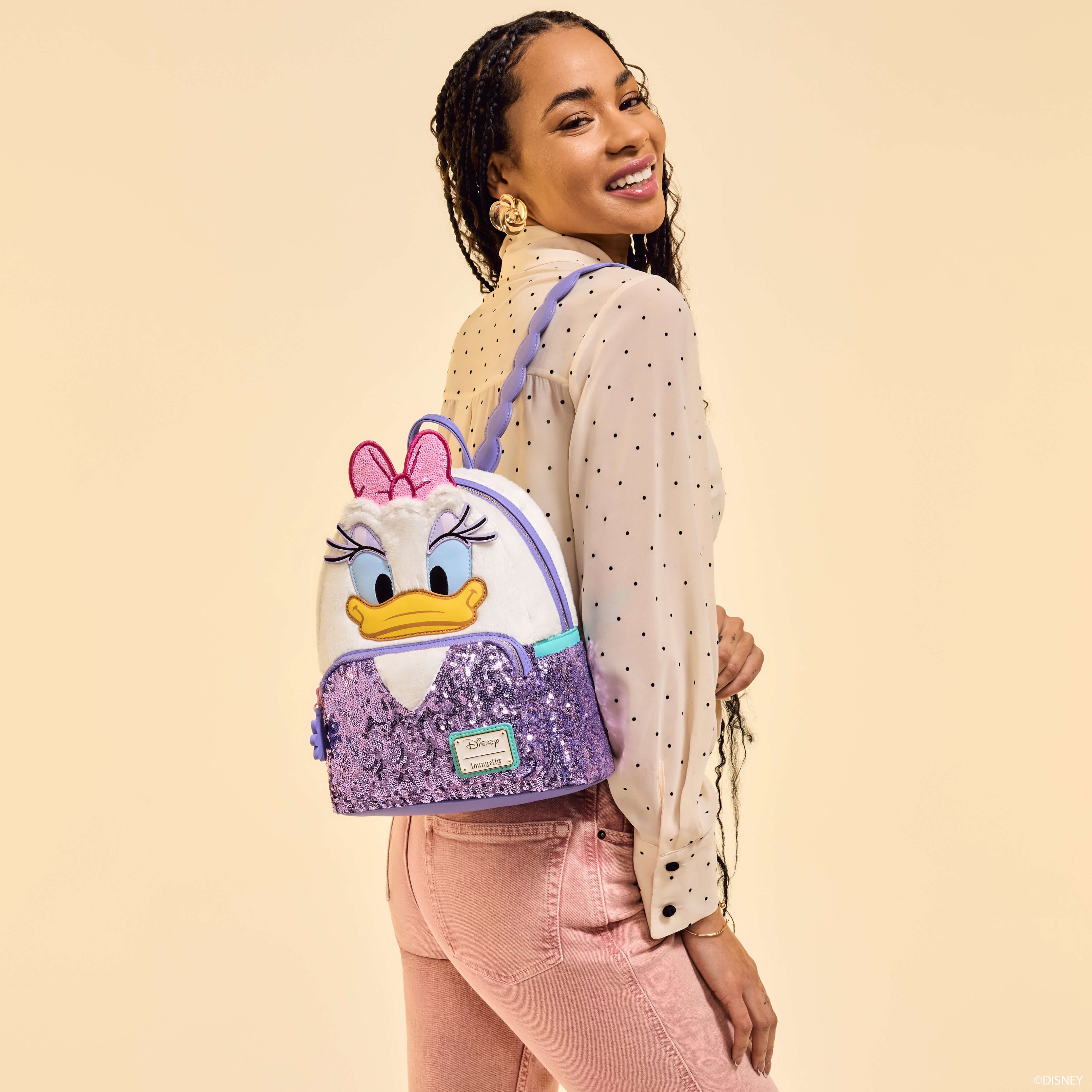 Daisy Duck 85th Anniversary Sequin Plush Cosplay Mini Backpack Daisy Duck 85th Anniversary Sequin Plush Cosplay Mini Backpack