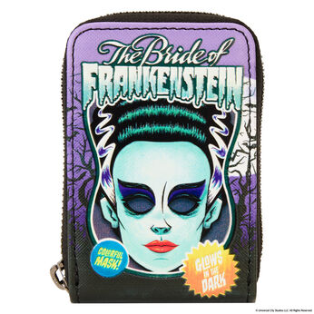 Universal Monsters Bride of Frankenstein Mask Glow Accordion Zip Around Wallet, Image 1