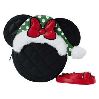 Minnie Mouse Polka Dot Santa Hat Quilted Crossbody Bag, Image 1