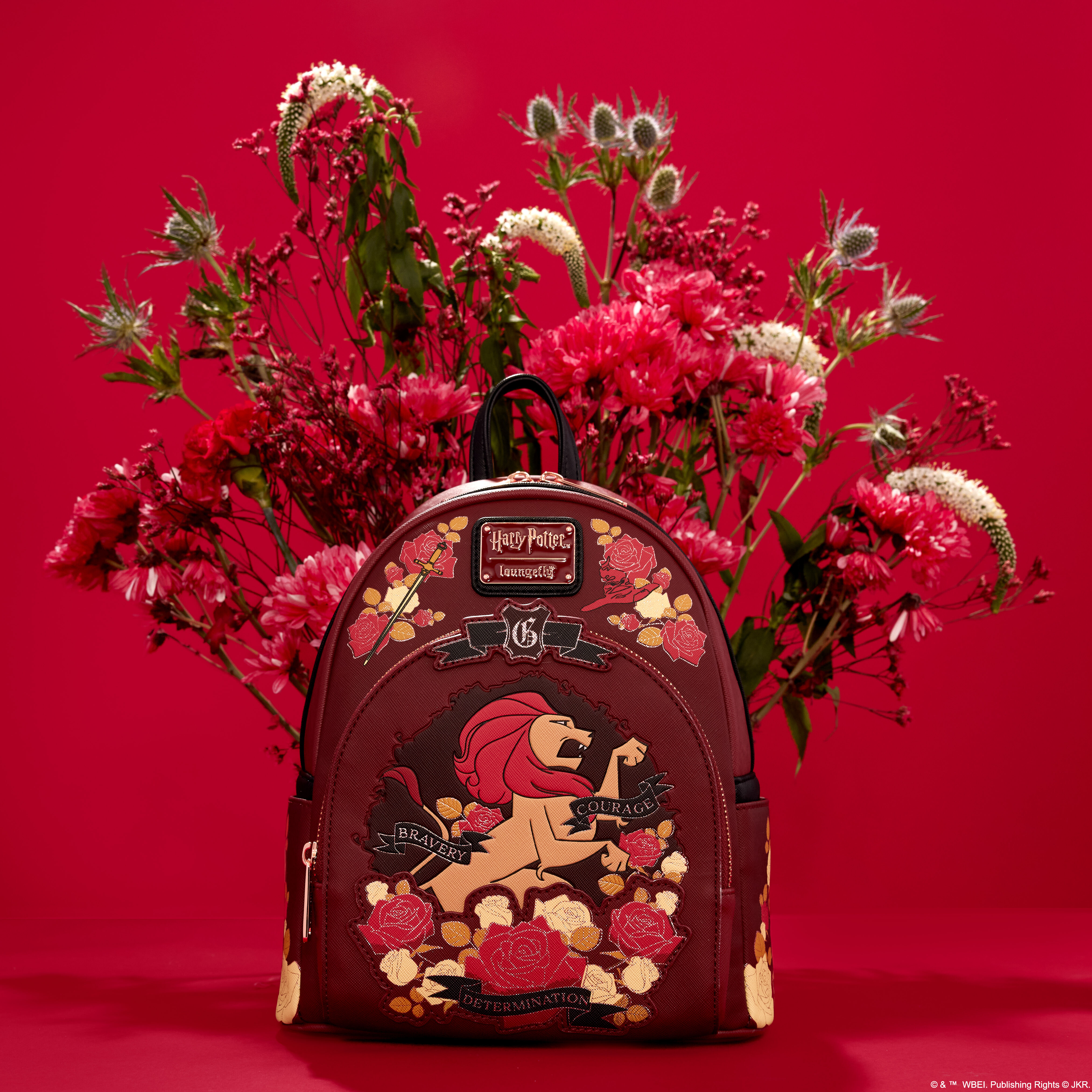 Buy Harry Potter Gryffindor House Floral Tattoo Mini Backpack at Loungefly