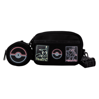 Pokémon Pikachu & Mewtwo Glow Nylon Sling Crossbody Bag with Coin Bag, Image 1