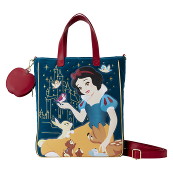 Snow White Classic Apple Quilted Velvet Tote Bag With Coin Bag, Image 1