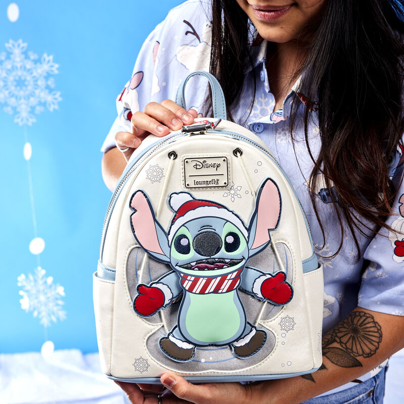 Stitch Holiday Snow Angel Glitter Mini Backpack