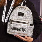 Loungefly 25th Anniversary Logo Holographic Silver Sequin Mini Backpack, , hi-res view 2