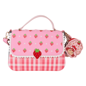 Strawberry Shortcake Denim Gingham Crossbody Bag with Coin Bag, Image 1