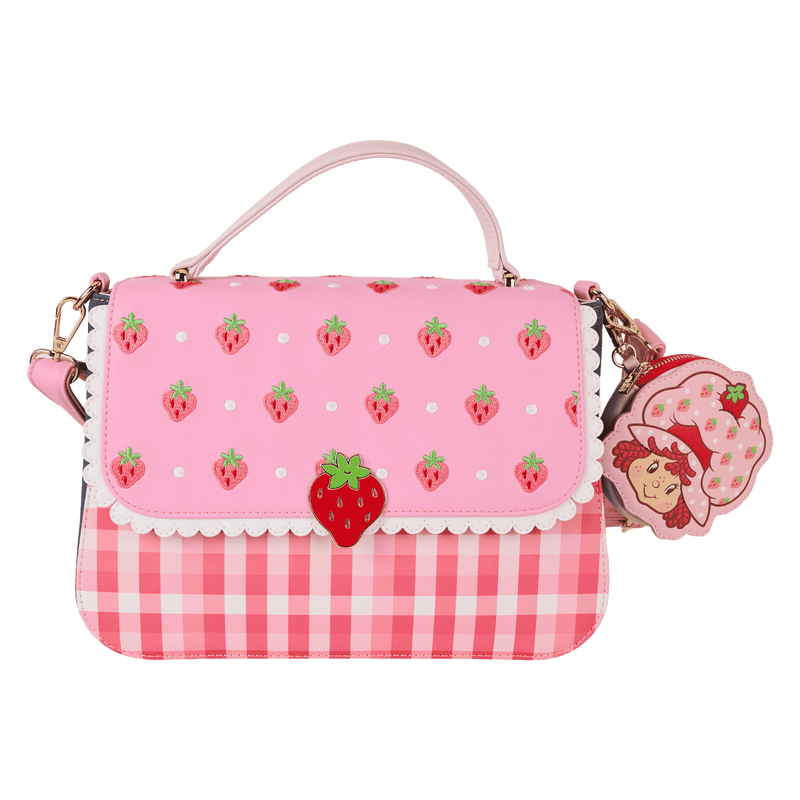 Strawberry Shortcake Denim Gingham Crossbody Bag with Coin Bag, , hi-res view 1