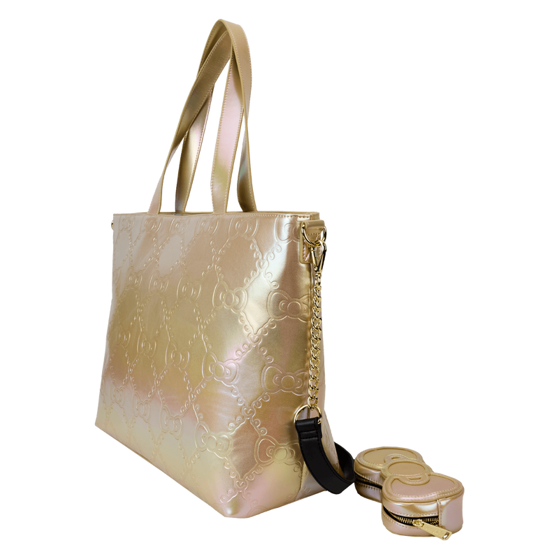 Sanrio Hello Kitty 50th Anniversary Metallic Gold Tote Crossbody Bag With Coin Bag, , hi-res view 3