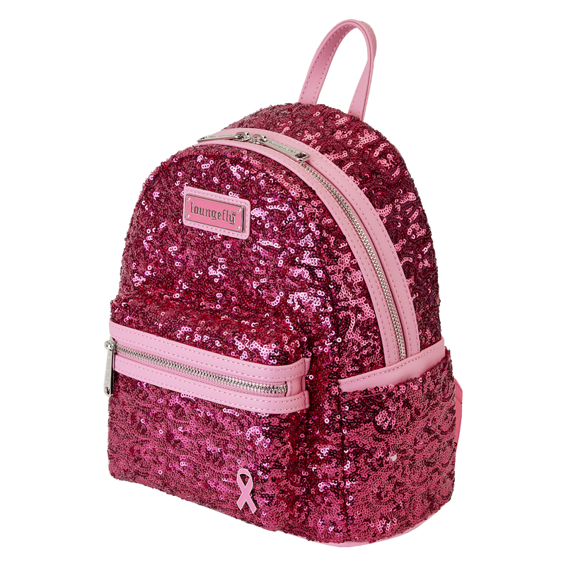 Breast Cancer Research Foundation Exclusive Pink Ribbon Sequin Mini Backpack, , hi-res view 3