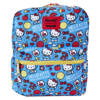 Sanrio Hello Kitty 50th Anniversary All-Over Print Nylon Square Mini Backpack, Image 1