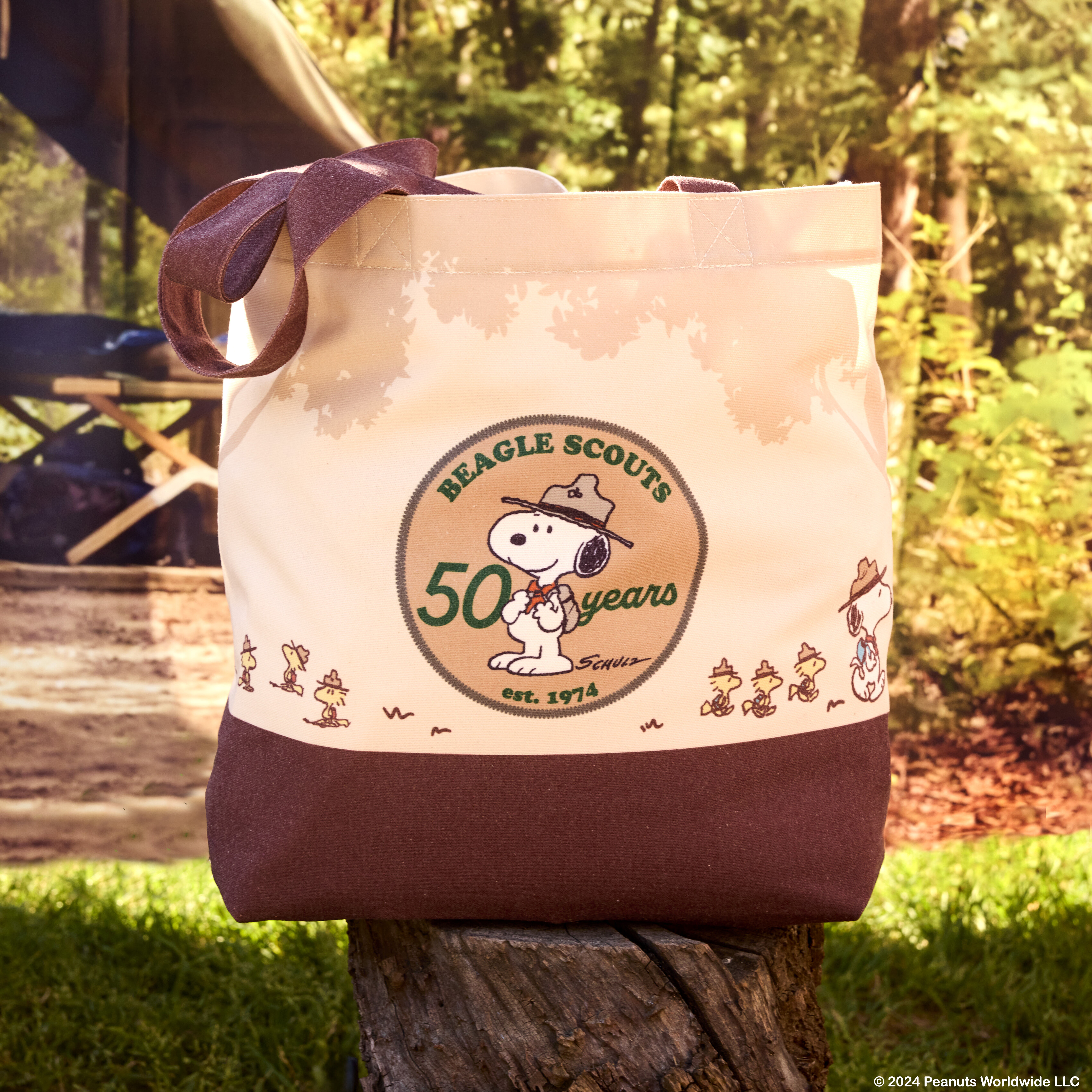 Buy Peanuts 50th Anniversary Snoopy s Beagle Scouts Canvas Tote Bag at Loungefly