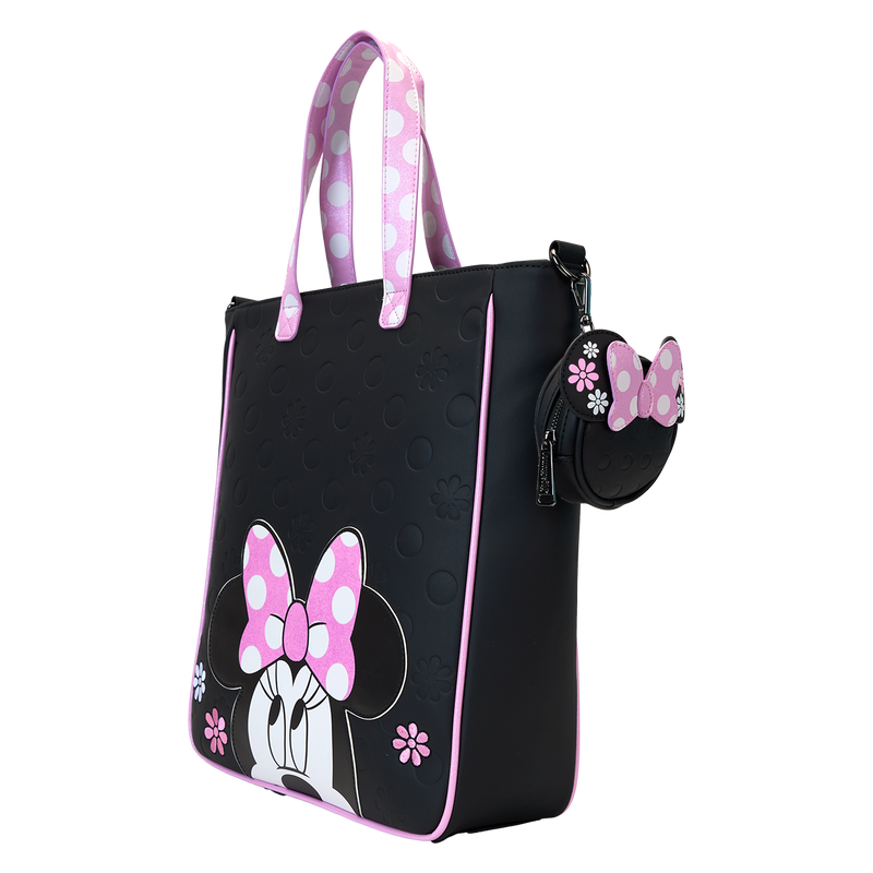 Minnie Mouse Floral Rock The Dots Tote Crossbody Bag With Coin Bag, , hi-res view 3