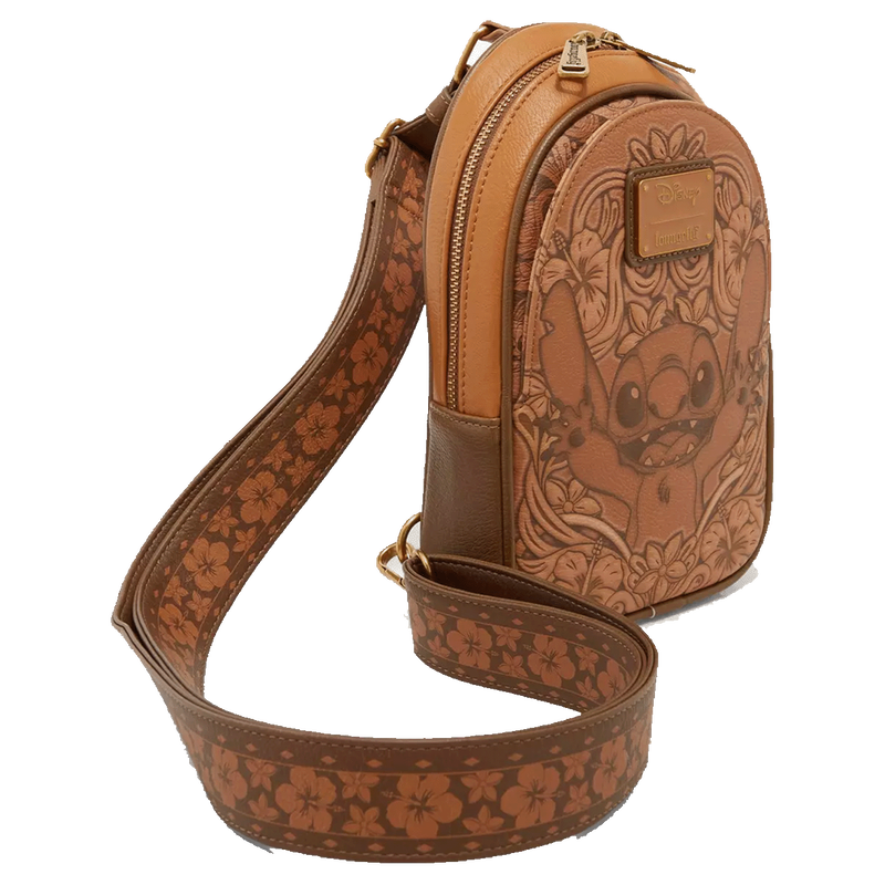 Disney Lilo & Stitch Tonal Stitch Carving Crossbody Sling 
