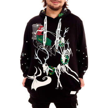 The Nightmare Before Christmas Santa Jack Skeleton Reindeer Glow Unisex Hoodie, Image 1