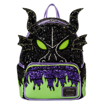 Disney Villains Exclusive Maleficent Dragon Sequin Cosplay Light Up Glow Mini Backpack, Image 1