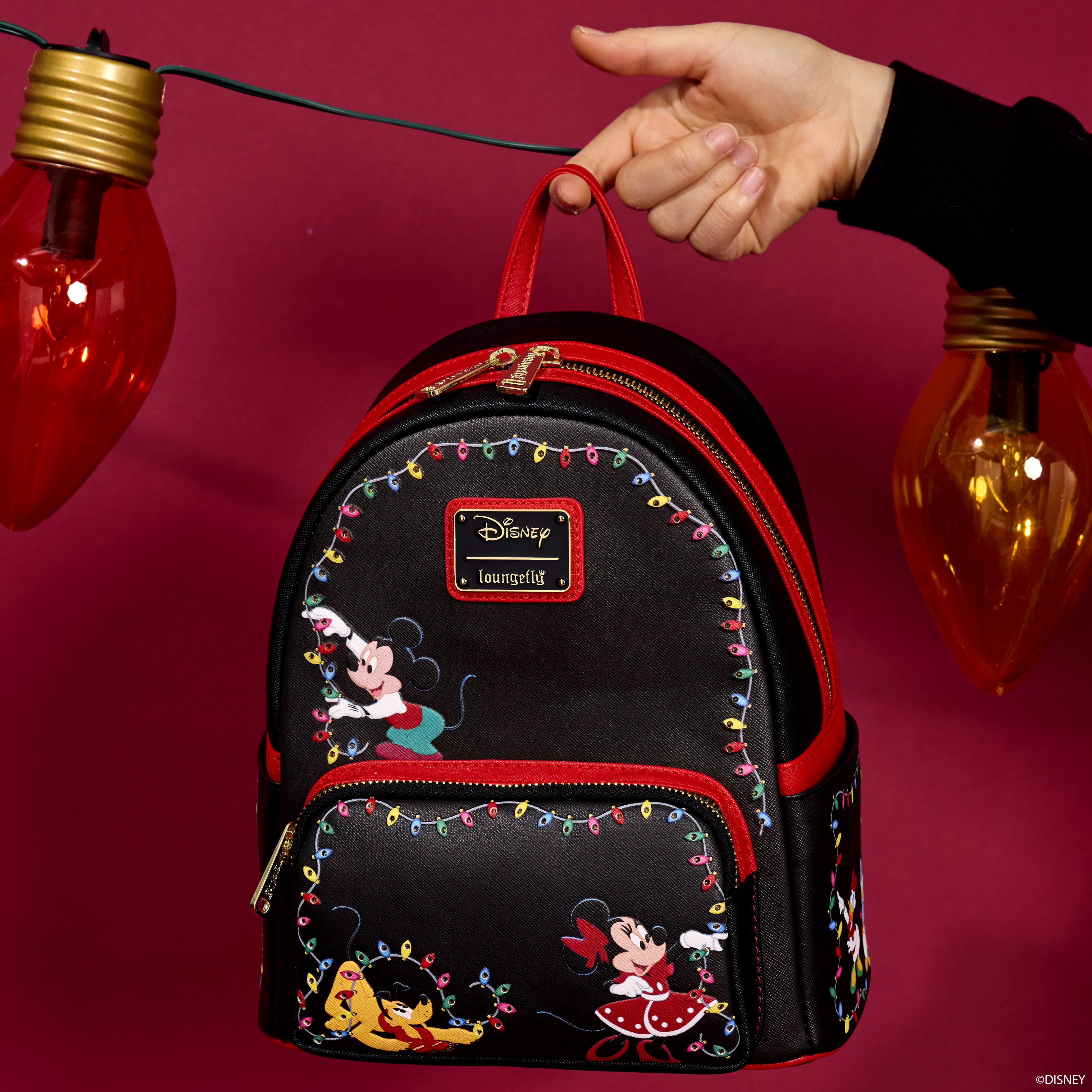 Mickey & Friends Holiday String Lights Light Up Mini Backpack