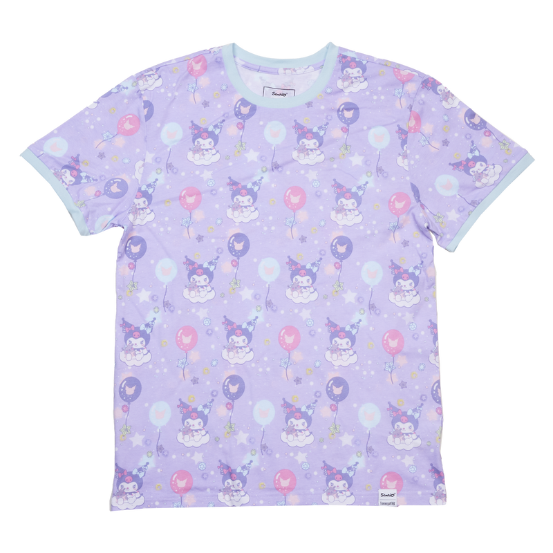【LOUNGEFLY】★Tシャツ★ Sanrio Kuromi Carnival Ringer Tee Sanrio Kuromi Carnival All-Over Print Unisex Ringer Tee