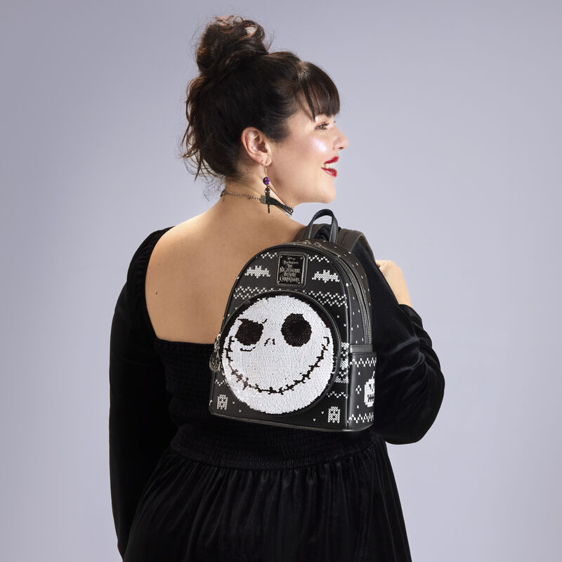 Loungefly The Nightmare Before Christmas Jack Skellington Sequin Backpack Disney The Nightmare Before Christmas Jack Skellington Reversible  main image 2
