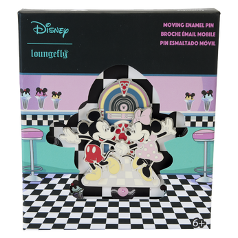 Mickey & Minnie Date Night Diner Jukebox 3" Collector Box Sliding Pin, Image 1