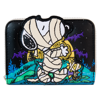 Peanuts Snoopy Mummy Haunt Glow Zip Around Wallet, Image 1