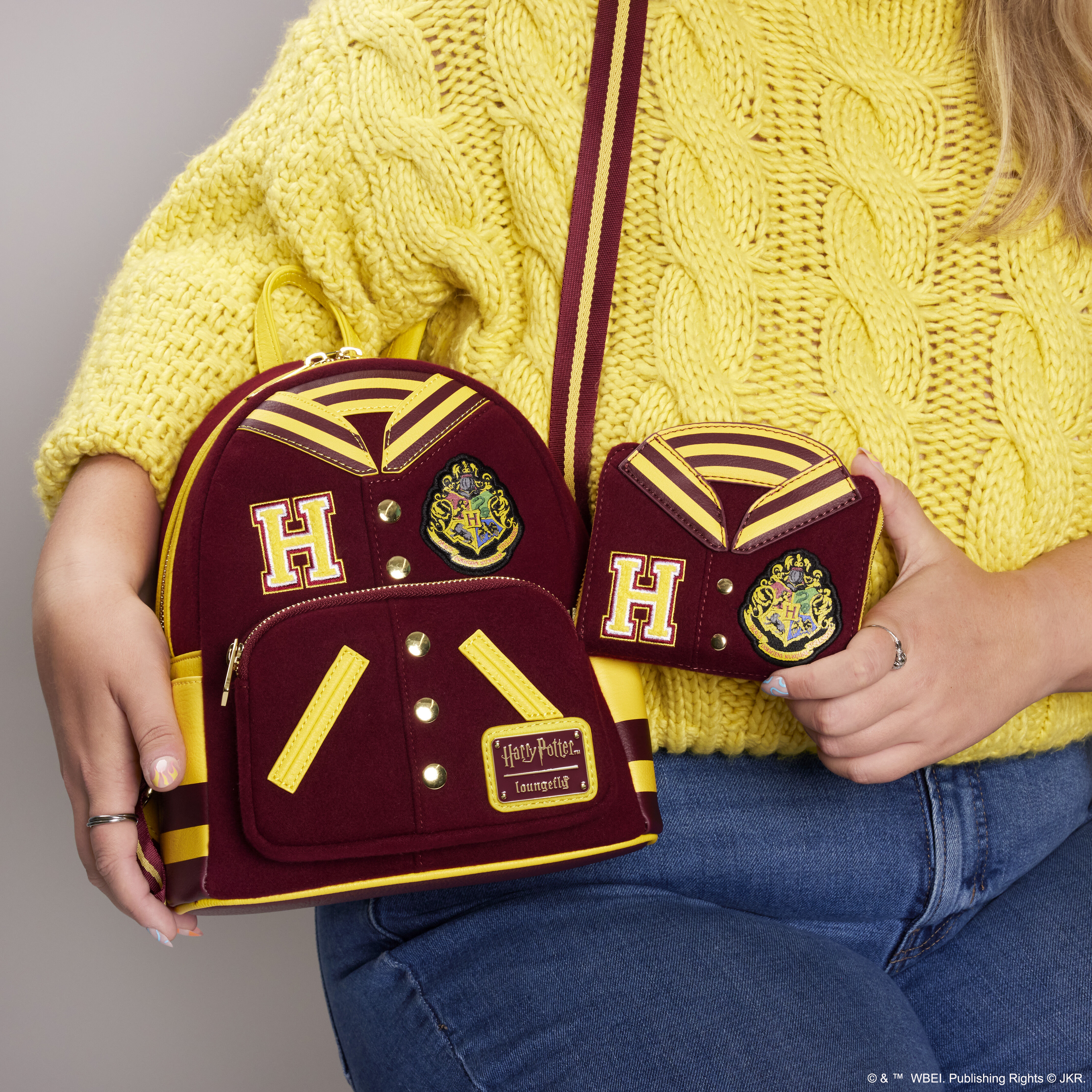 Buy Harry Potter Hogwarts Crest Varsity Jacket Mini Backpack at Loungefly