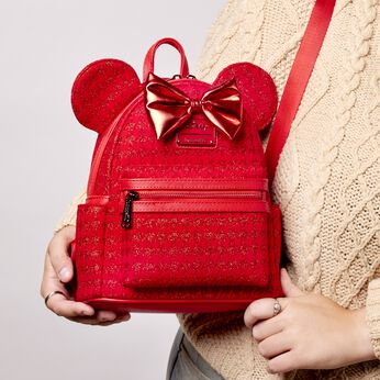 Minnie Mouse Exclusive Red Glitter Tonal Mini Backpack, Image 2