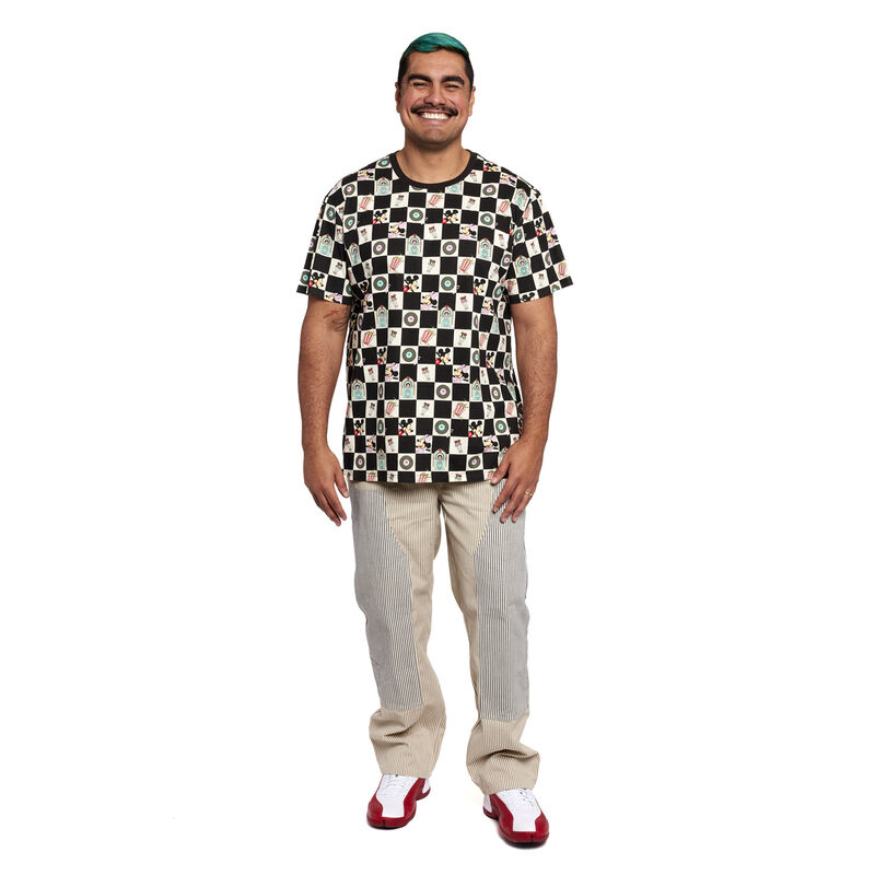 Mickey & Minnie Date Night Diner Checkered All-Over Print Unisex Tee , , hi-res view 10