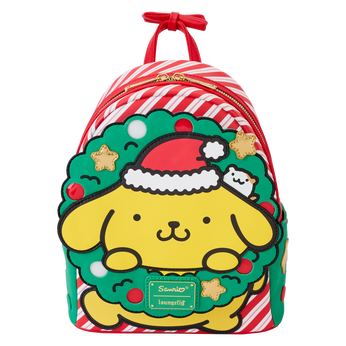 Sanrio Exclusive Pompompurin Christmas Wreath Light Up Mini Backpack, Image 1