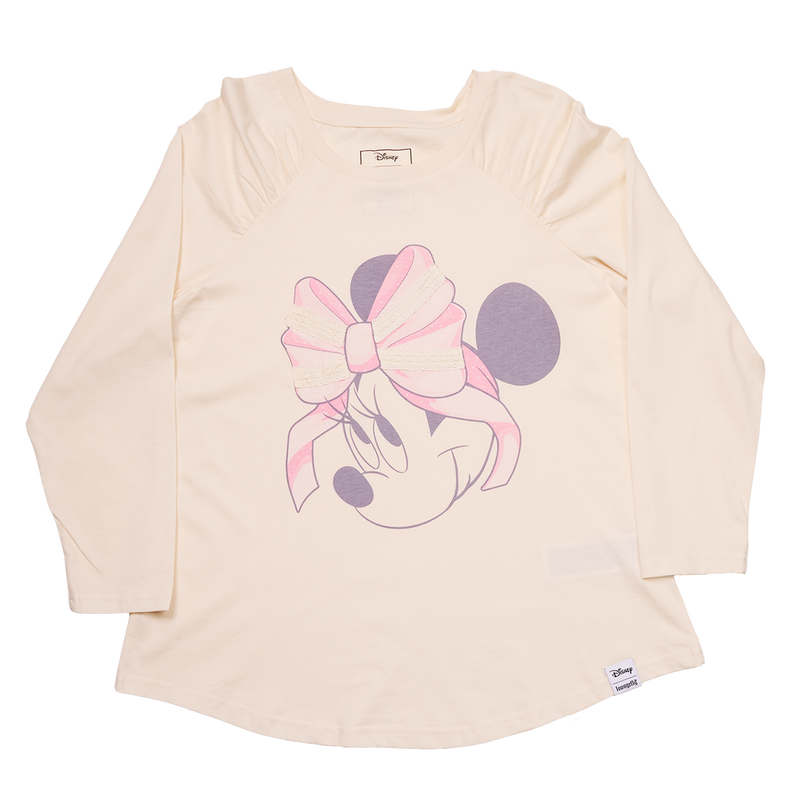 Minnie Mouse Lace Detail Raglan Tee, , hi-res view 1