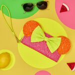 Minnie Mouse Exclusive Color Block Neon Sequin Zip Around Wristlet Wallet, , hi-res view 2