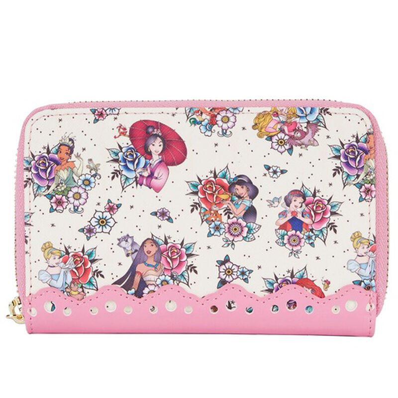 Disney Princess Floral Tattoo Zip Around Wallet, , hi-res view 1