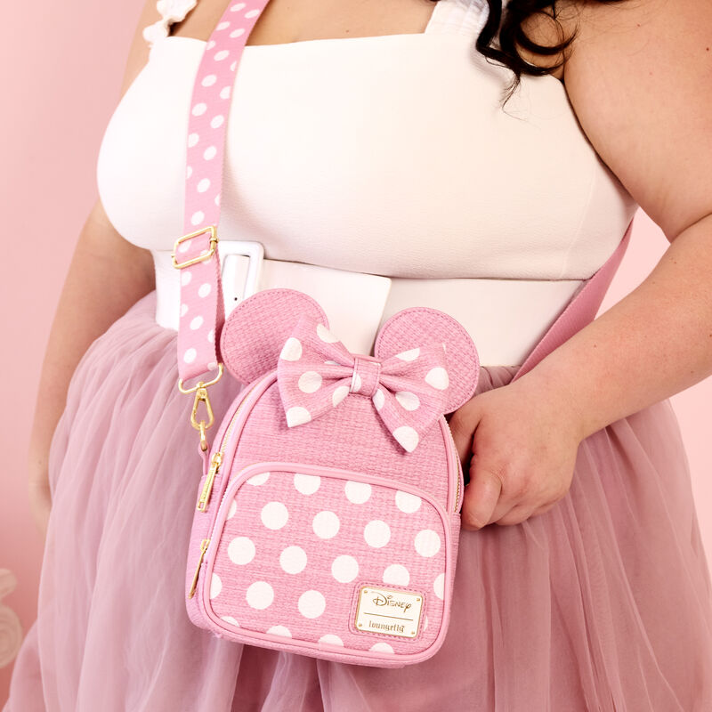 Minnie Mouse Woven Texture Convertible Mini Backpack & Crossbody Bag, , hi-res view 3