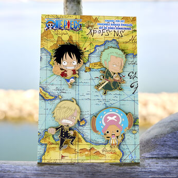 One Piece 25th Anniversary Chibi 4-Piece Pin Set, Image 2