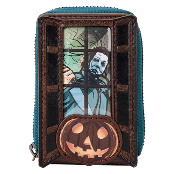 Halloween Michael Myers Pumpkin Glow Accordion Zip Around Wallet, Image 1