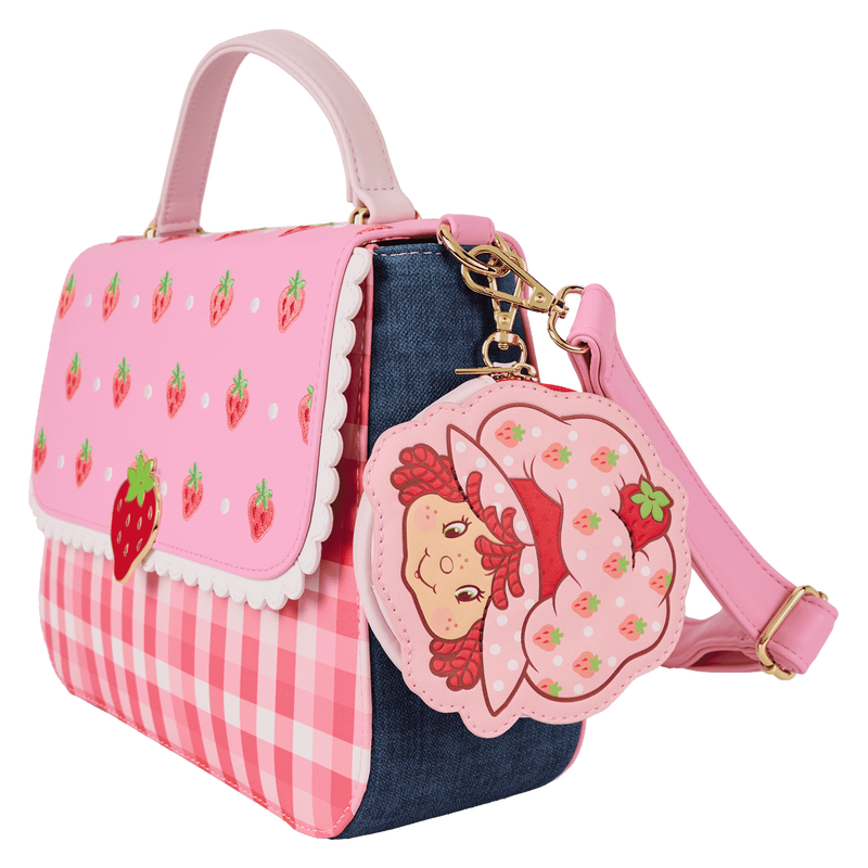 Strawberry Shortcake Denim Gingham Crossbody Bag with Coin Bag, , hi-res view 3