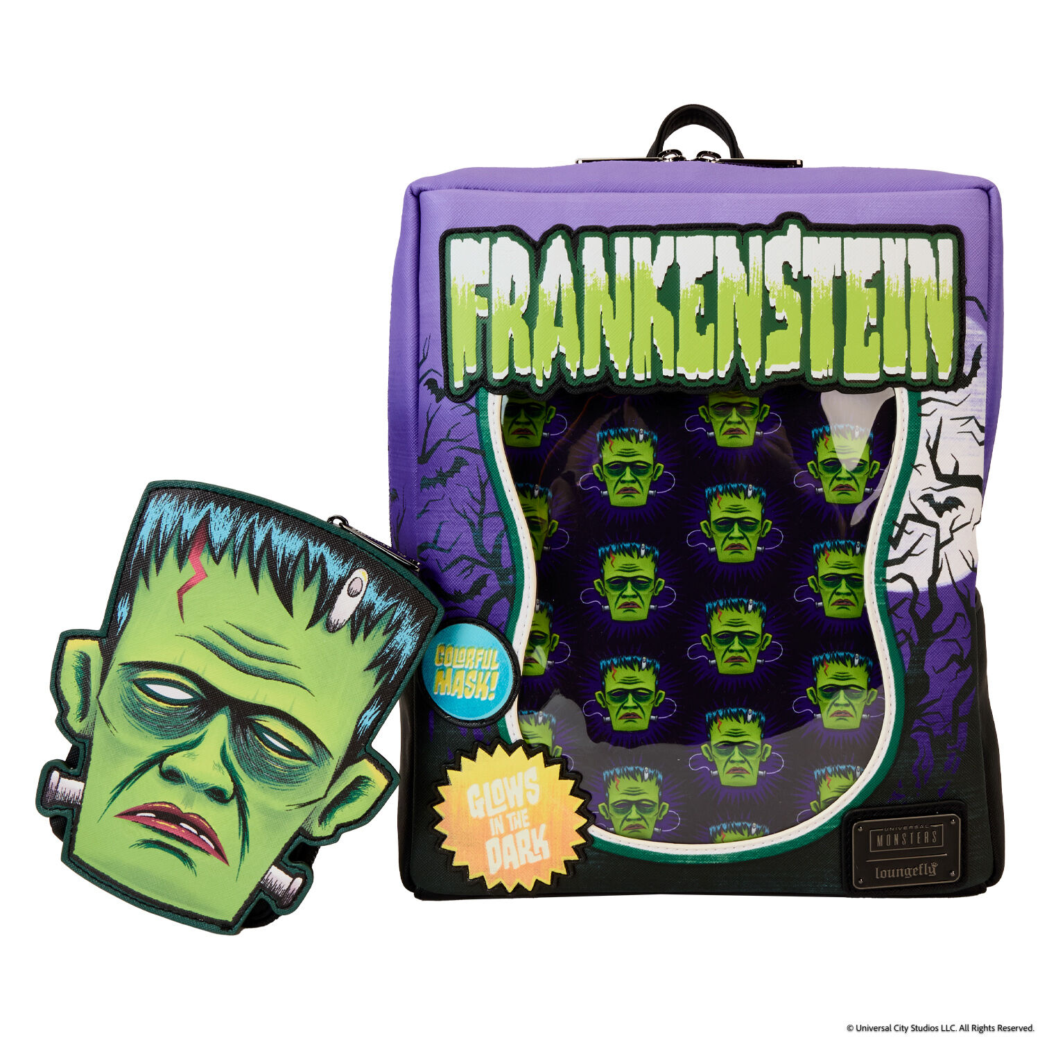 Universal Monsters Frankenstein Mask Glow Mini Backpack With