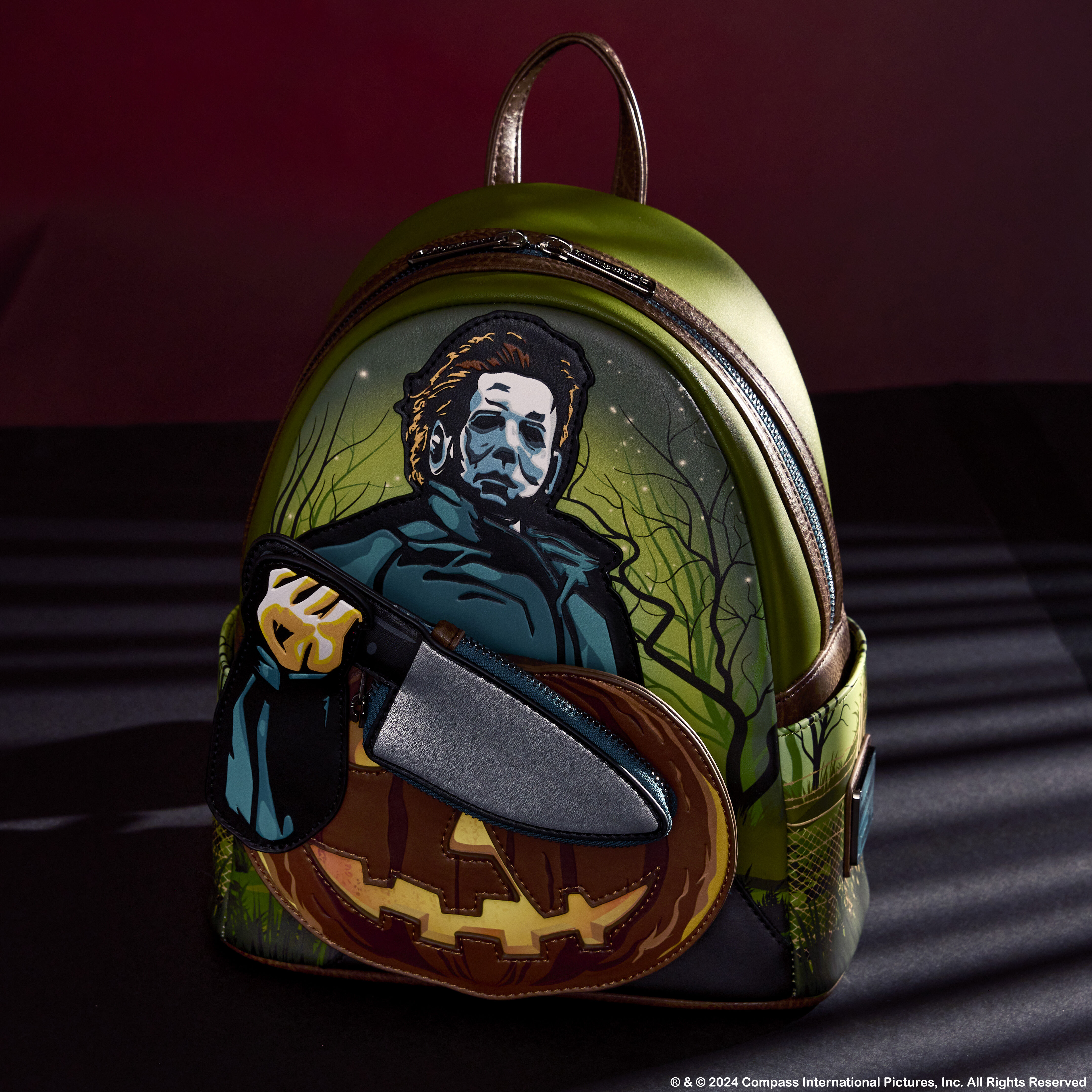 Halloween Michael Myers Pumpkin Glow Mini Backpack With Coin Bag