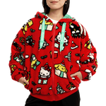 Sanrio Hello Kitty & Friends Holiday Sherpa Zip Up Unisex Hoodie, , hi-res view 1