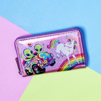 Lisa Frank Holographic Glitter Color Block Zip Around Wallet, Image 2
