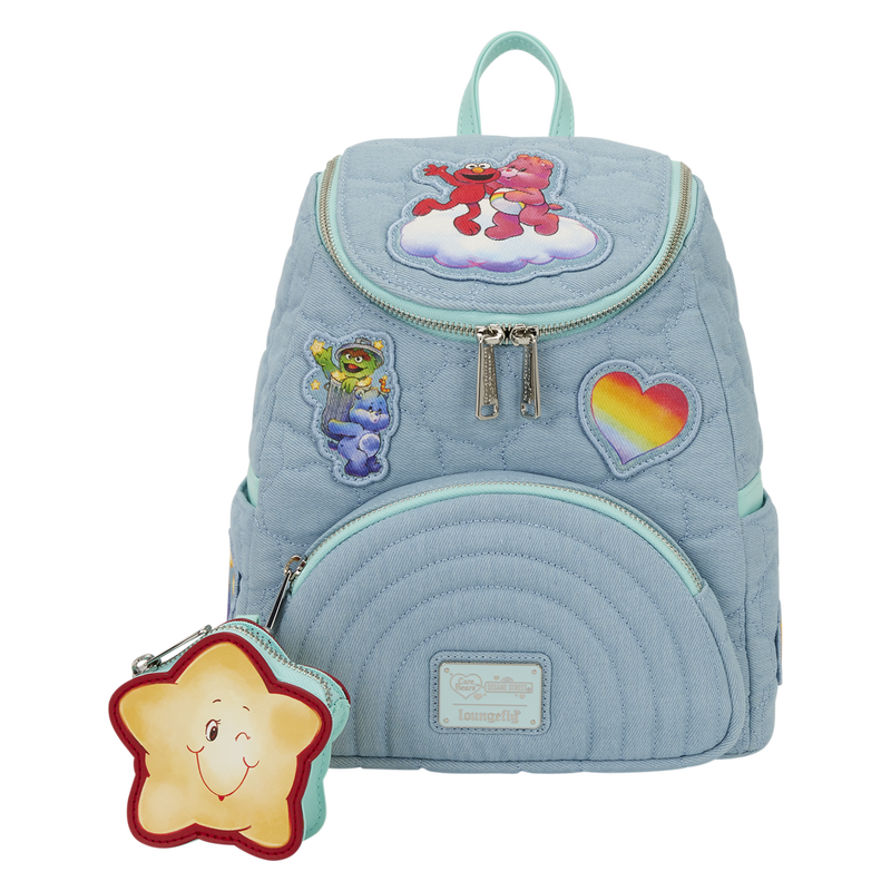 Care Bears x Sesame Street Denim Mini Backpack with Coin Bag, , hi-res view 1