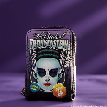 Universal Monsters Bride of Frankenstein Mask Glow Accordion Zip Around Wallet, Image 2