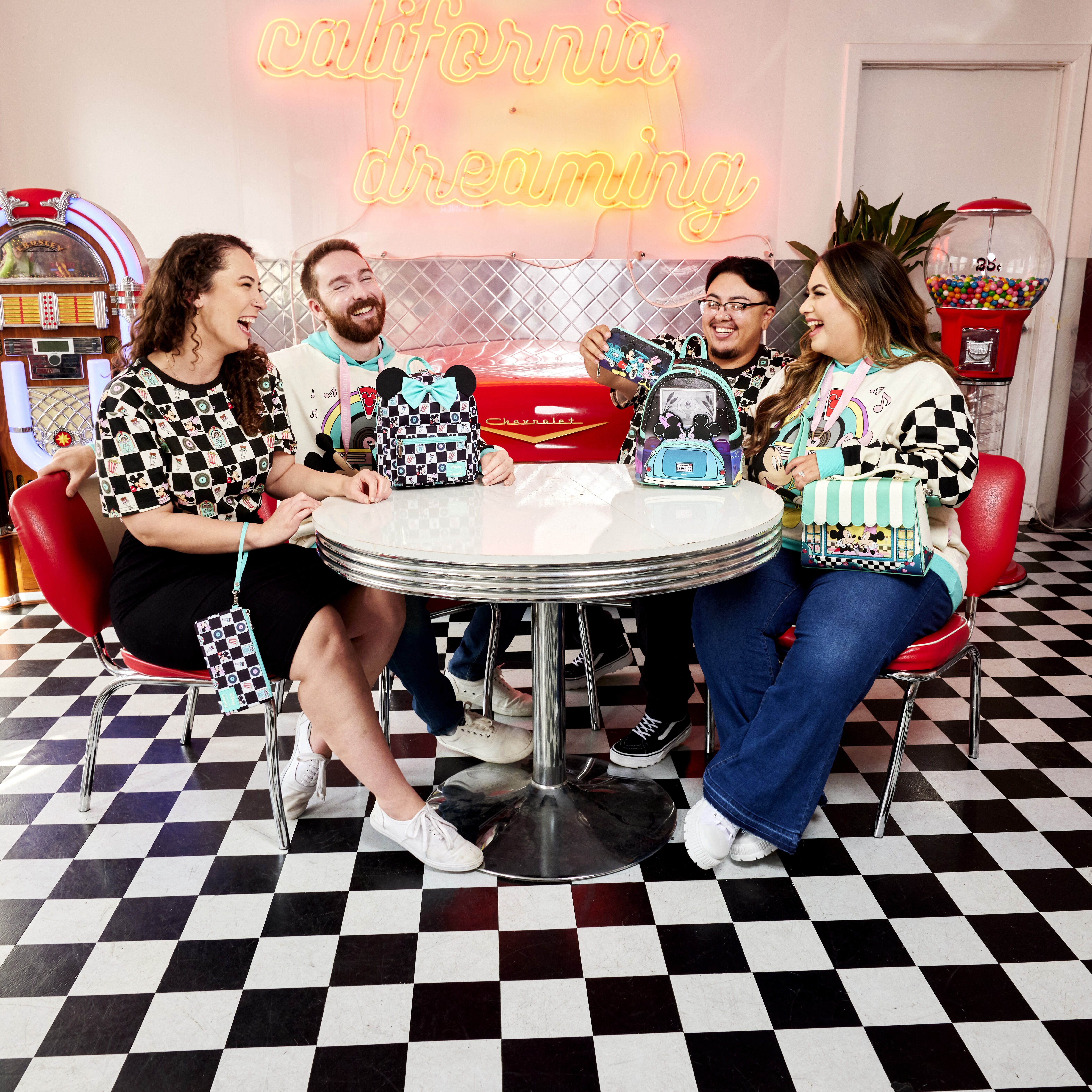 Mickey & Minnie Date Night Diner Checkered All-Over Print