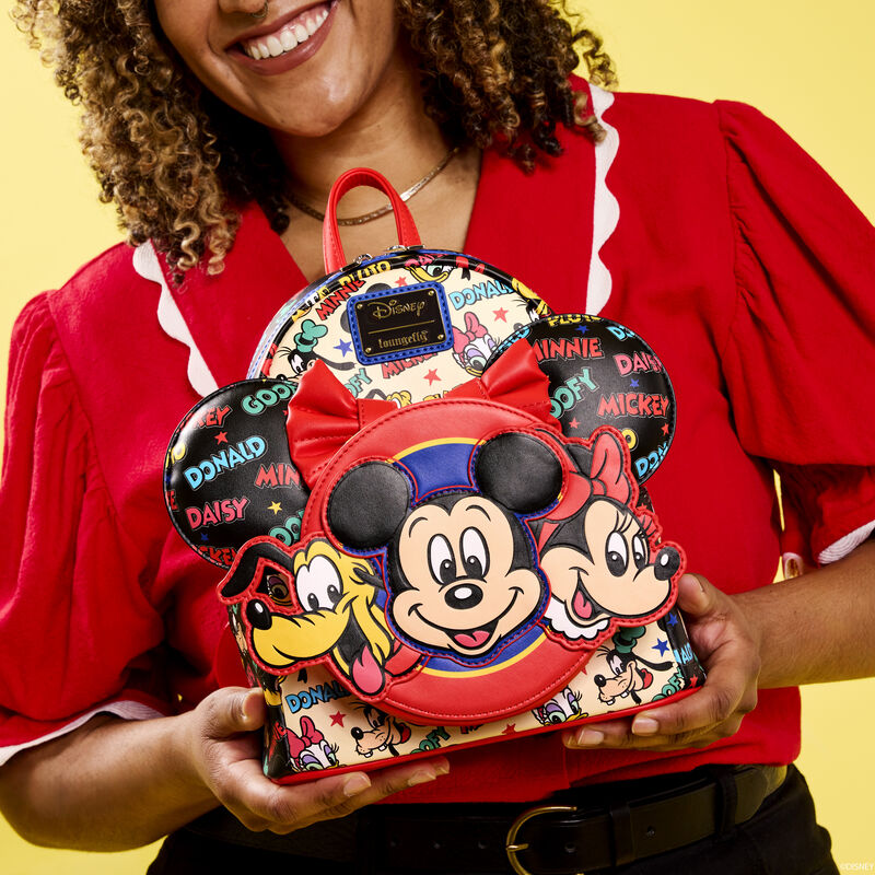 Mickey & Friends Classic All-Over Print Mini Backpack With Ear Headband LFlifestyle1 view 2