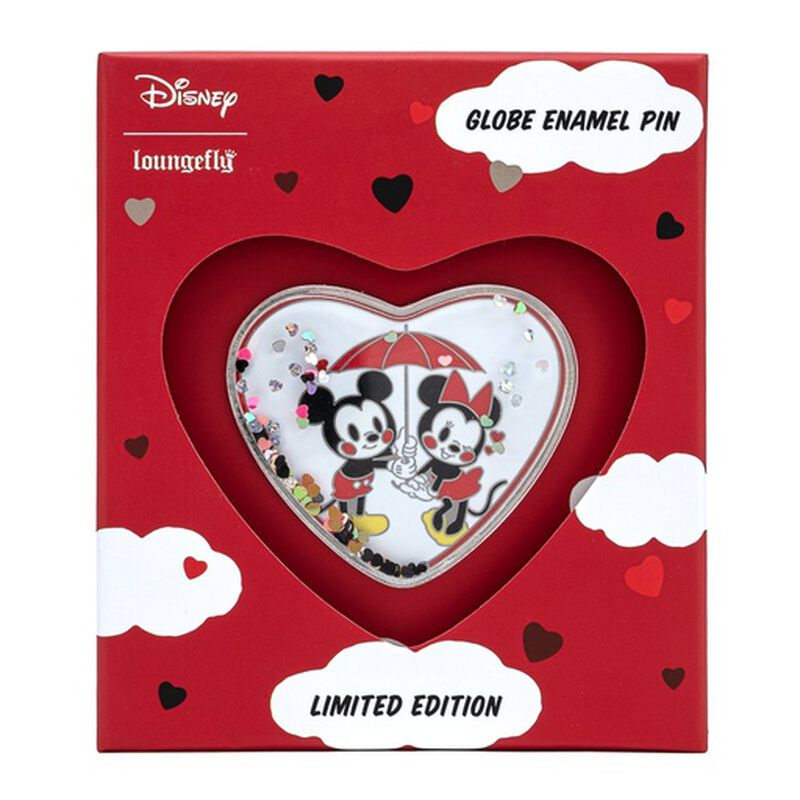 Disney Mickey & Minnie Mouse Love Confetti Collector Box Globe Enamel Pin, , hi-res view 1