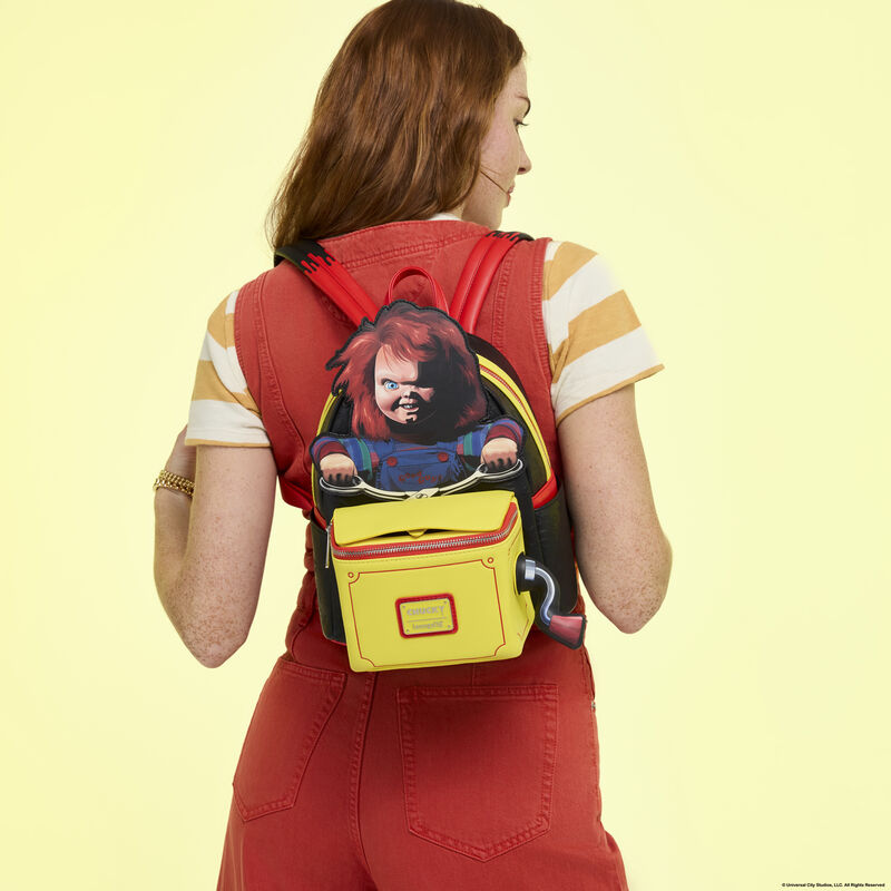 chucky exclusive cosplay lenticular mini backpack Loungefly Child's Play Carry around your new best friend with this officially licensed Chucky Mini Backpack Loungefly Chucky Good Guys Overalls