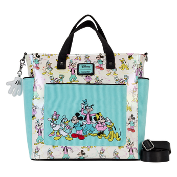 Disney100 Mickey & Friends Classic All-Over Print Iridescent Convertible Backpack & Tote Bag, Image 1