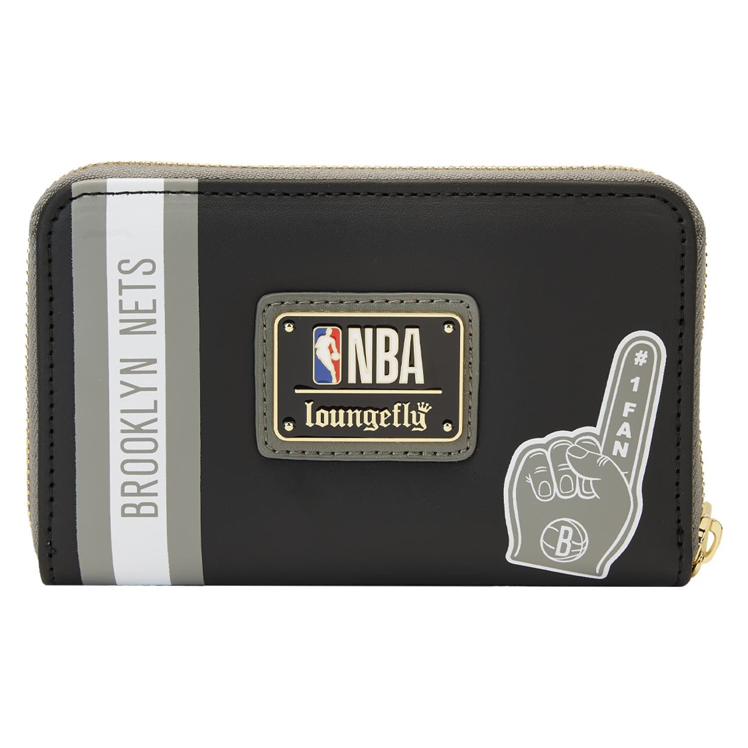 【LOUNGEFLY】 NBA ブルックリンネッツ ロゴ財布 NBA Brooklyn Nets Patch Icons Zip Around Wallet | Funko