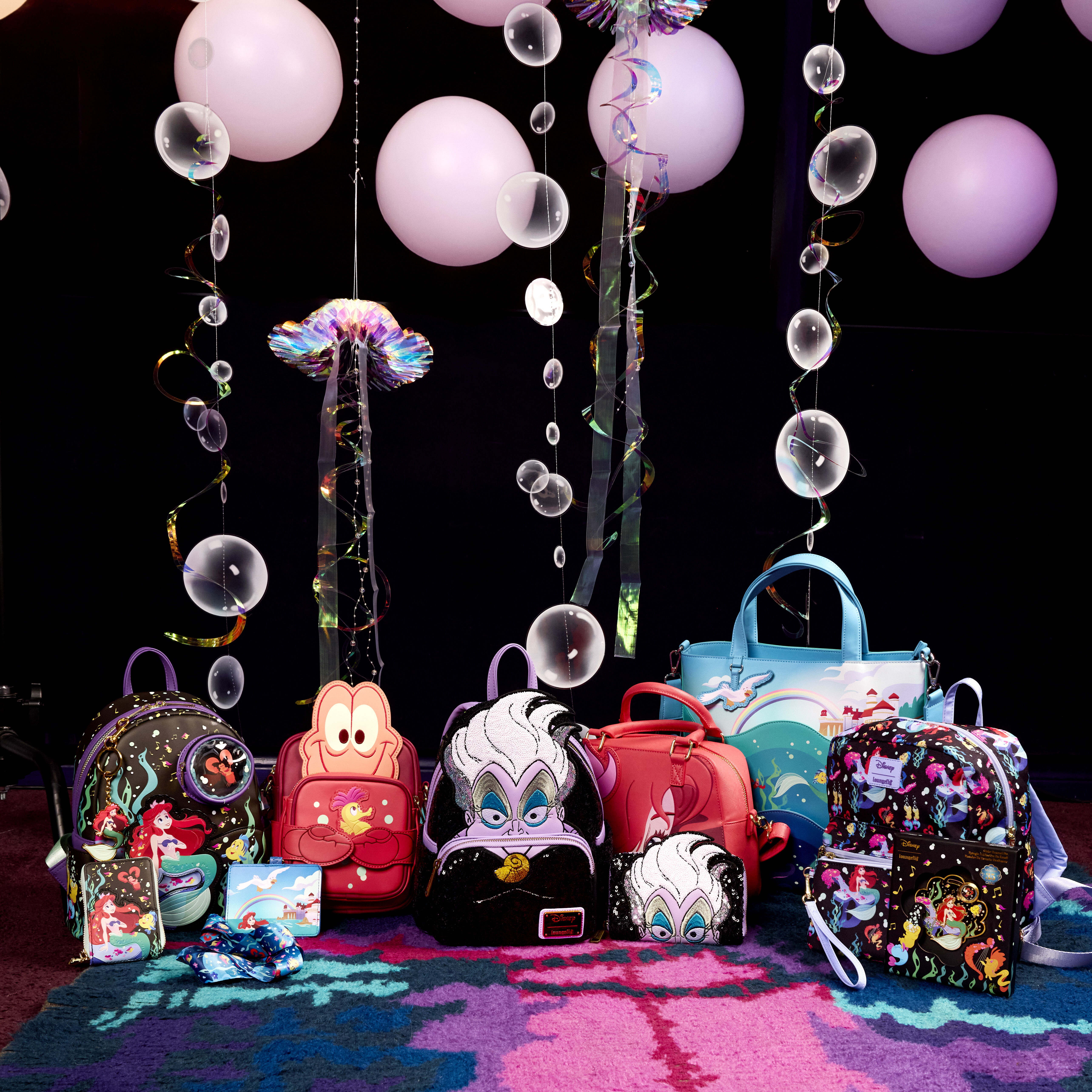 The Little Mermaid 35th Anniversary Life is the Bubbles All Over Print Nylon Square Mini Backpack