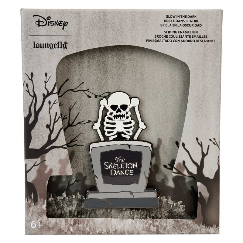The Skeleton Dance 95th Anniversary Glow 3" Collector Box Sliding Pin, , hi-res view 1