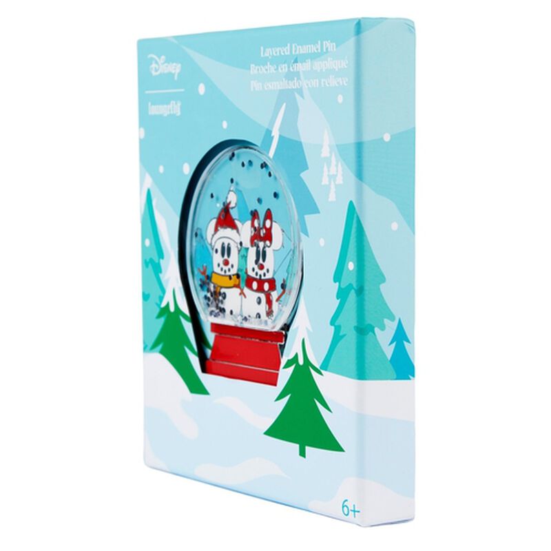 Disney Snowman Mickey and Minnie Mouse Snow Globe Layered Enamel Pin, , hi-res image number 2