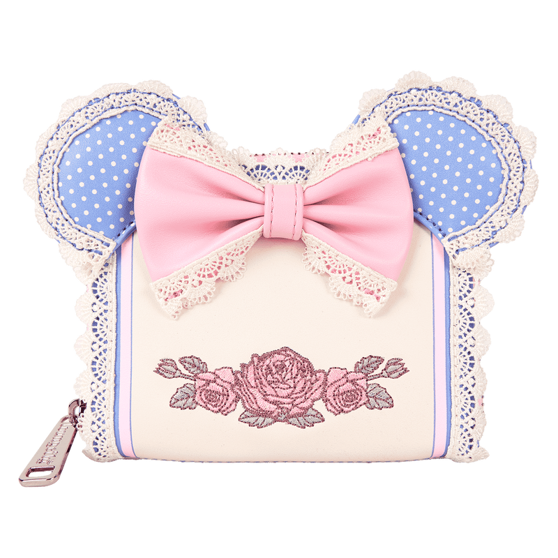 Minnie Mouse Floral and Lace Zip Around Wallet, , hi-res view 1